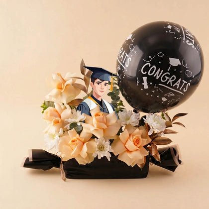 Gradution Congratulation For Him - Flowers and Balloon