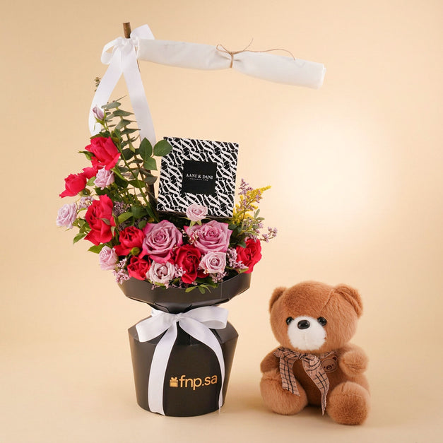 Rosy Teddy & Aani Dani Bouquet