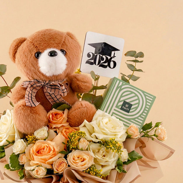 2026 Graduation Floral Box with Teddy & Patchi Chocolates