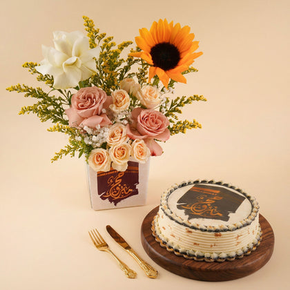 Blessed Hajj Flowers and Cake Gift Set