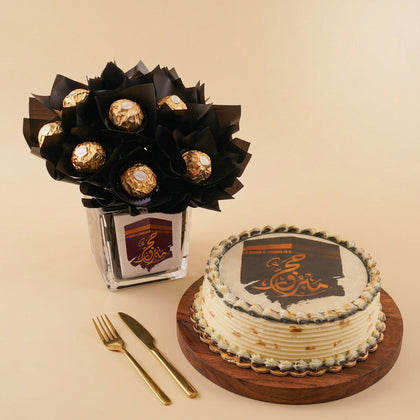 Mabrook Rocher Arrangement with Hajj Cake