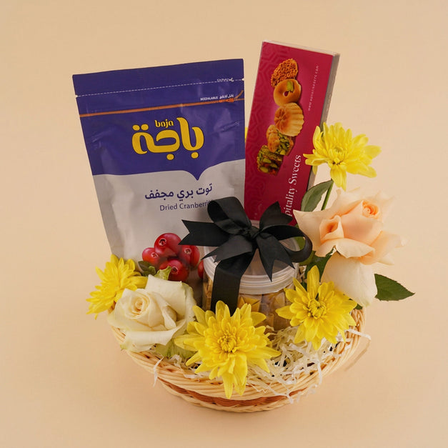 Perfect Gourmet and Flowers Gift Basket