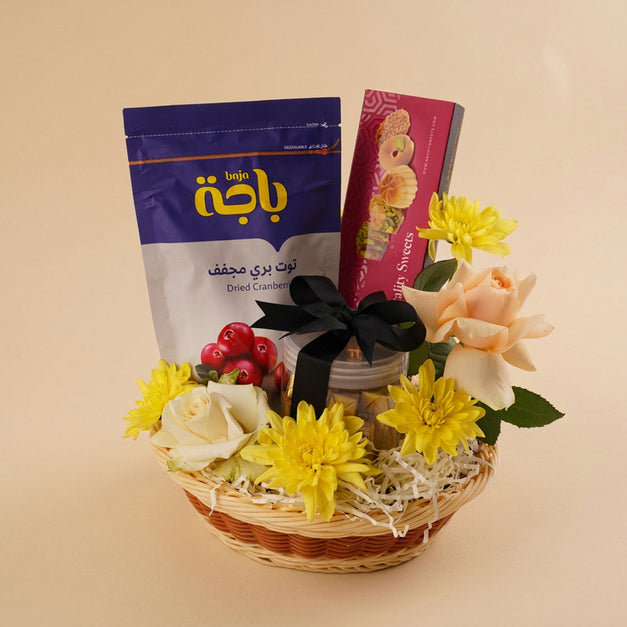 Perfect Gourmet and Flowers Gift Basket