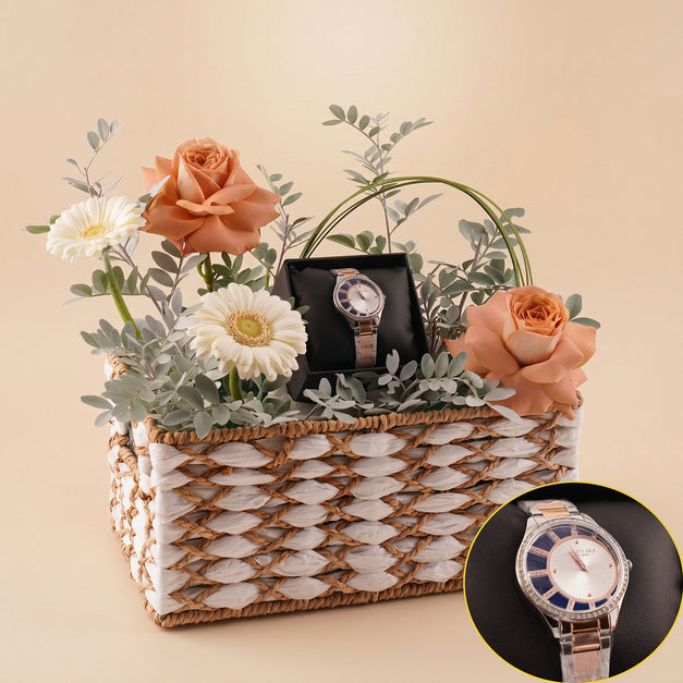 Kenneth Cole Watch and Floral Gift Basket for Her