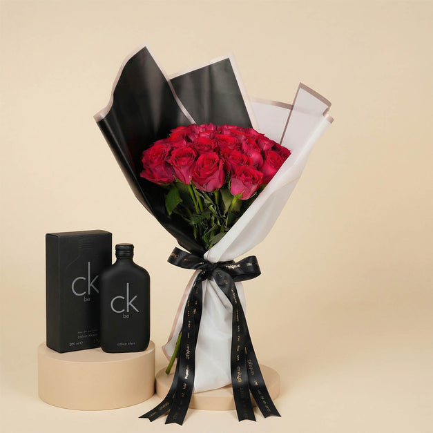 CK Be Unisex Perfume n Dark Pink Rose Bouquet 