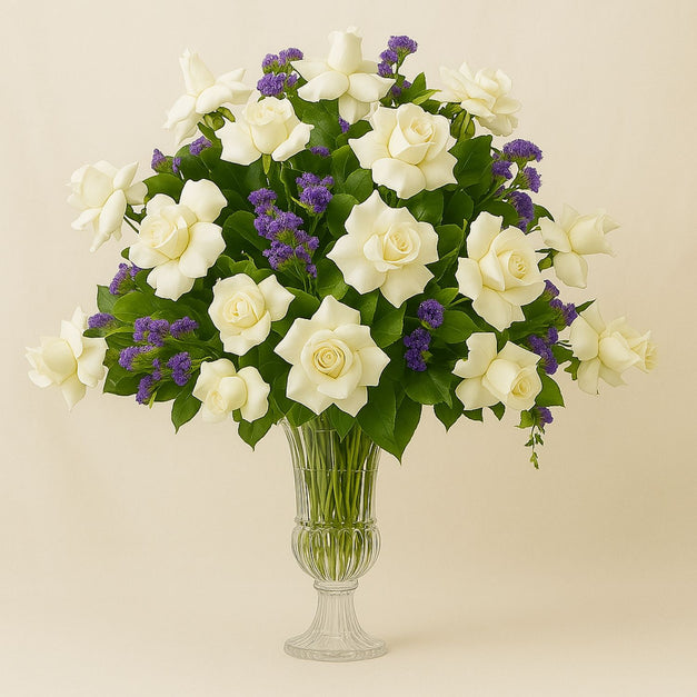 Beauty of White n Lavender Flowers Vase