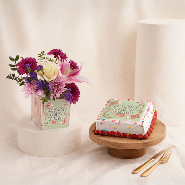 Happy New Year Flower Vase
