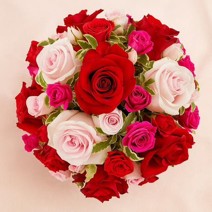 Colorful Roses Glass Vase
