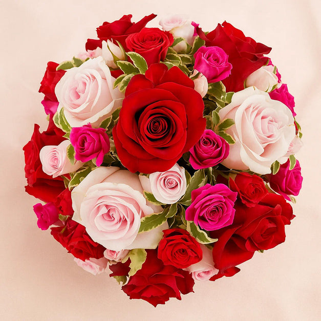 Colorful Roses Glass Vase