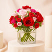 Colorful Roses Glass Vase