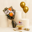  Raspberry Cake n Flower Bouquet Set 