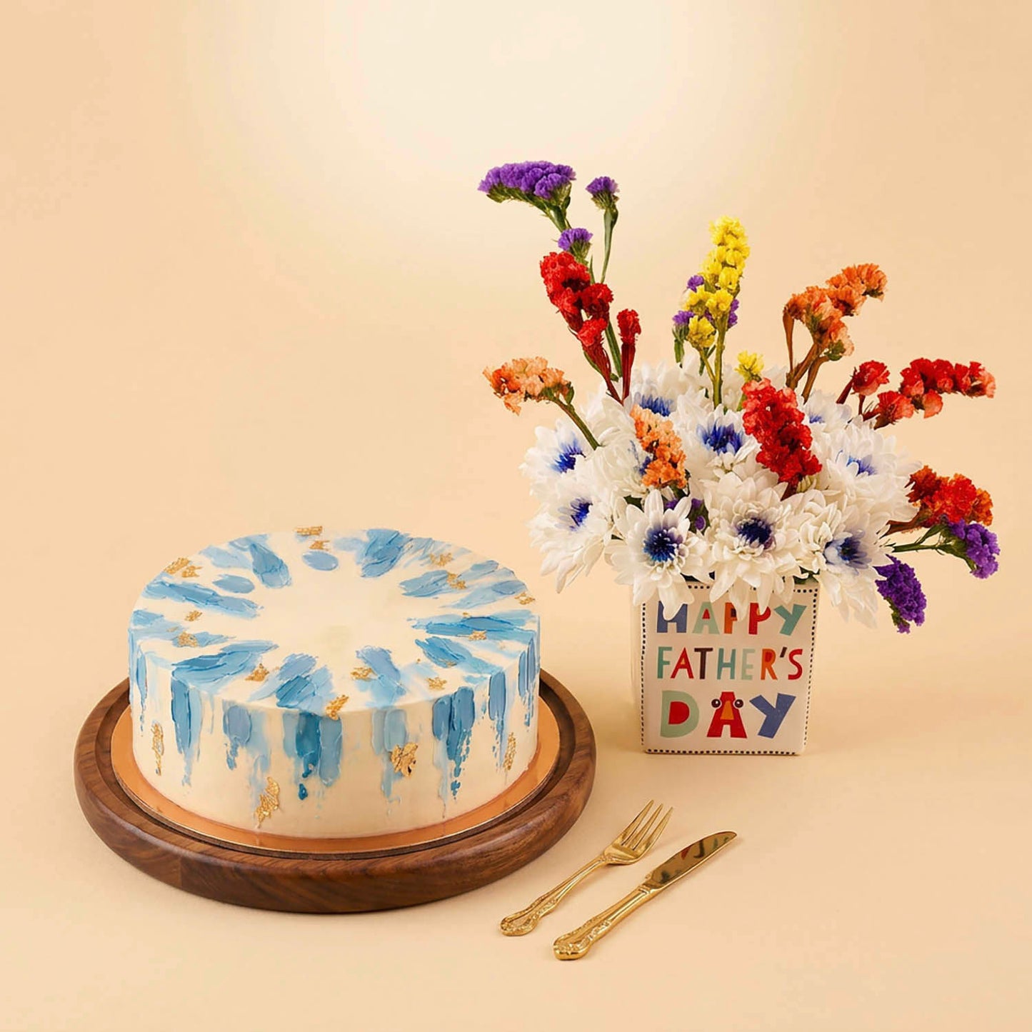 Father's Day Cake with Luxurious Flower Vase