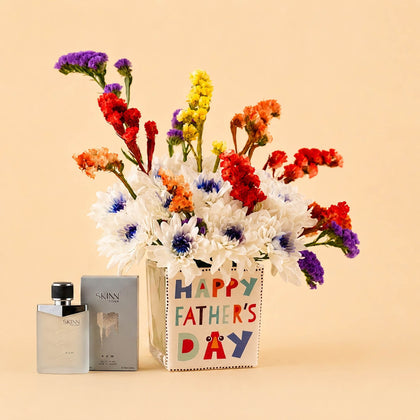 Father's Day Flower Arrangement with Skinn Perfume by Titan