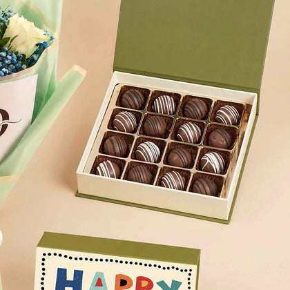 Father's Day Chocolate and White Roses Bouquet