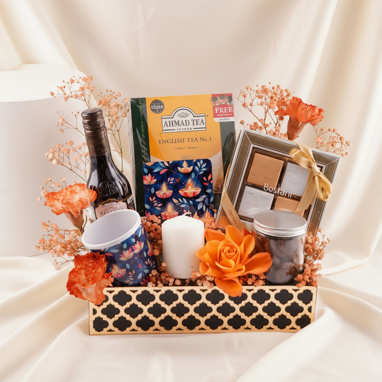 Diwali Flower Basket With Bostani n Treats