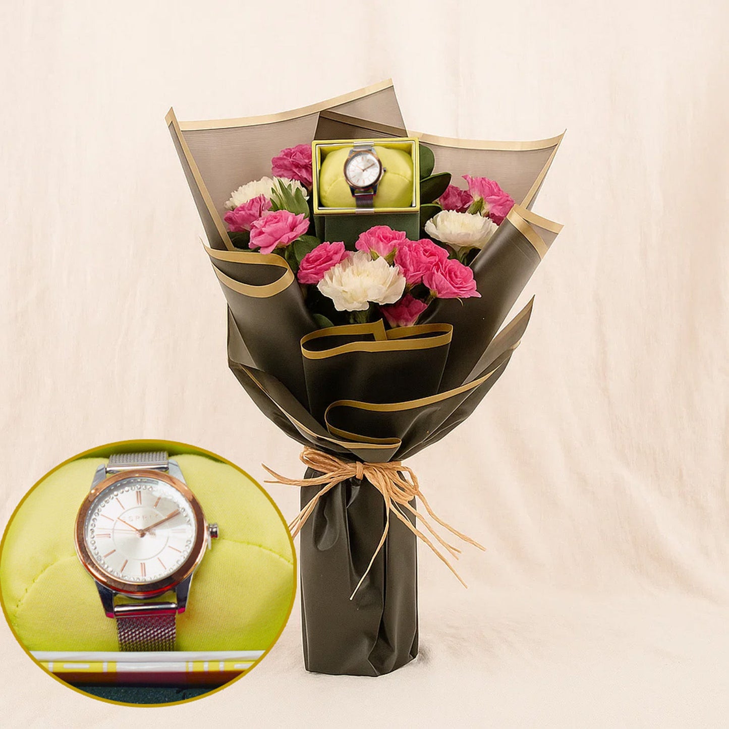 ESPRIT Women's Watch n Pink Flower Bouquet 