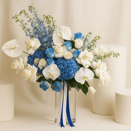 Elegant Blue & White Flower Arrangement