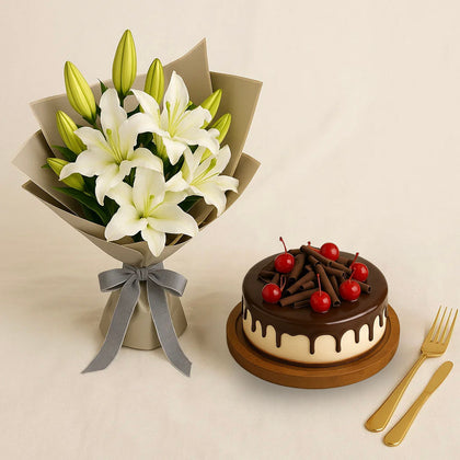 White Lily Bouquet Gift Set