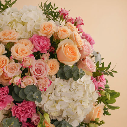 Dream White Hydrangea n Roses Vase