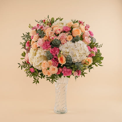 Dream White Hydrangea n Roses Vase