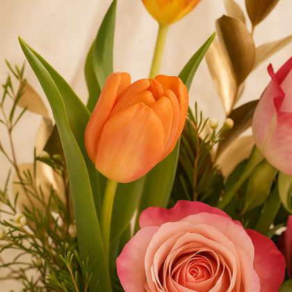 Rose n Tulip Flower Wooden Box