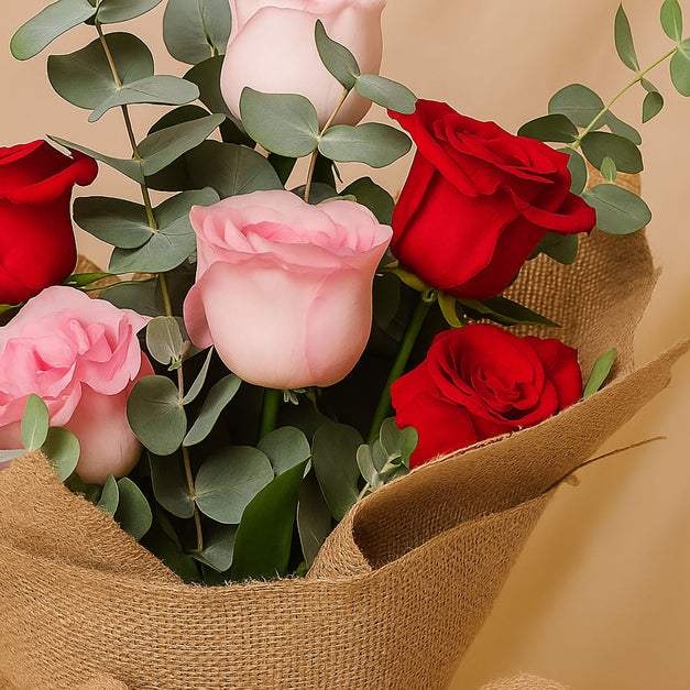 Pink n Red Roses Elegant Bouquet