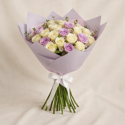 Beautiful Purple and White Rose Bouquet