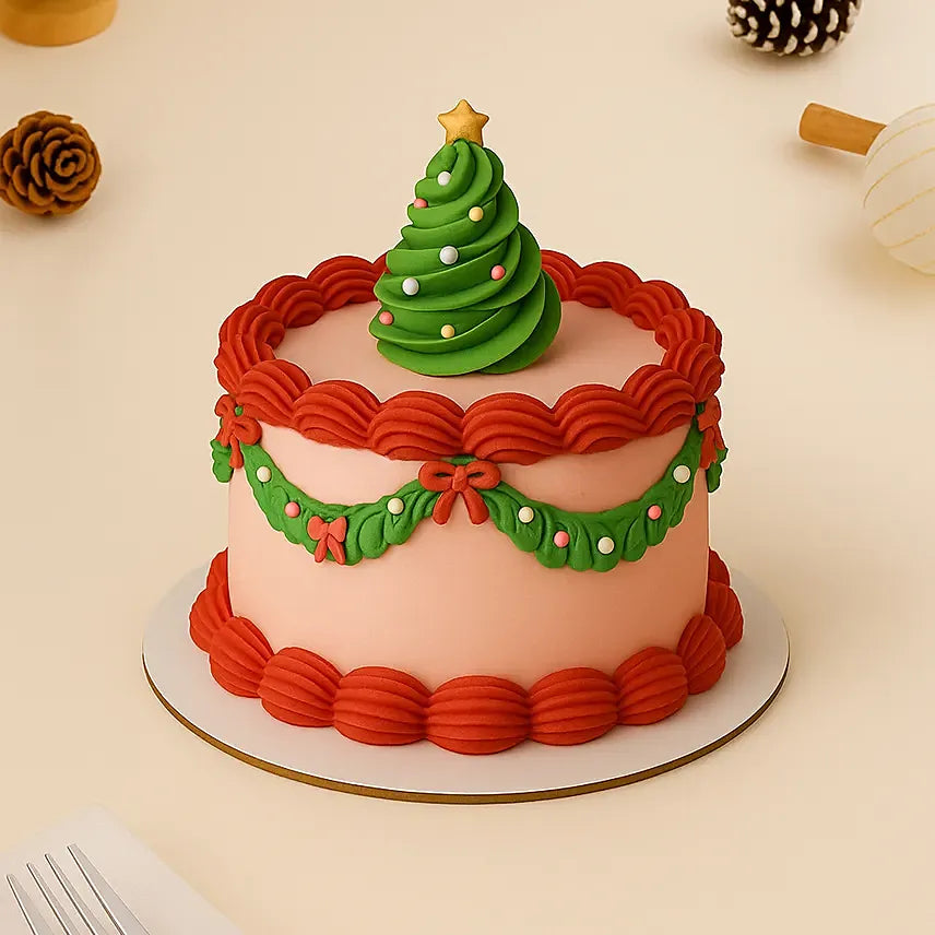 Festive Tree Red Velvet Cake