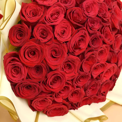 Fifty Roses Flower Bouquet n Love Cake