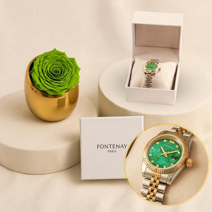 Fontenay Paris Pearly Green Dial Women's Watch n Forever Rose 