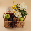 Fruit Basket with White Roses & Masala Tea