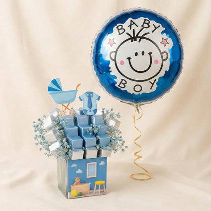 Sweet Arrival Baby Boy Chocolate Blue Vase