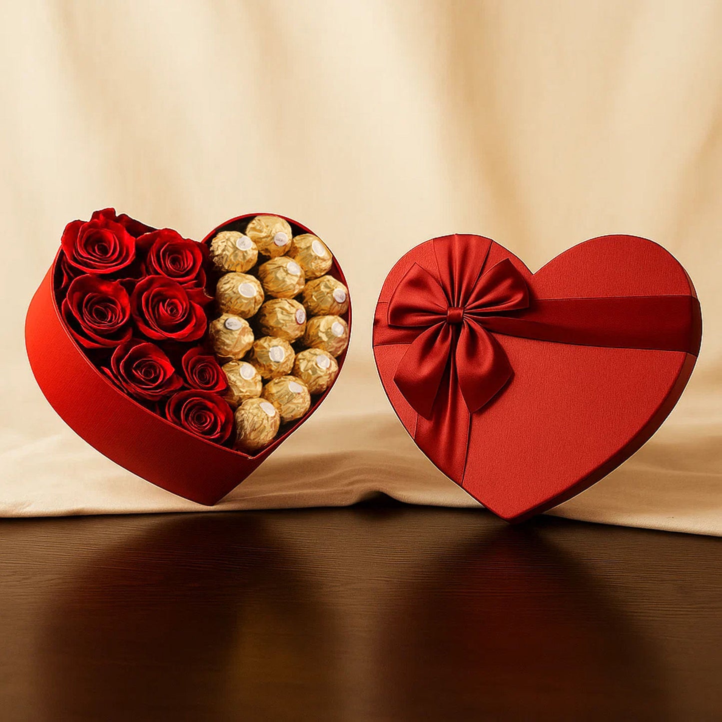 Heart of Passion Roses n Chocolates Gift Box