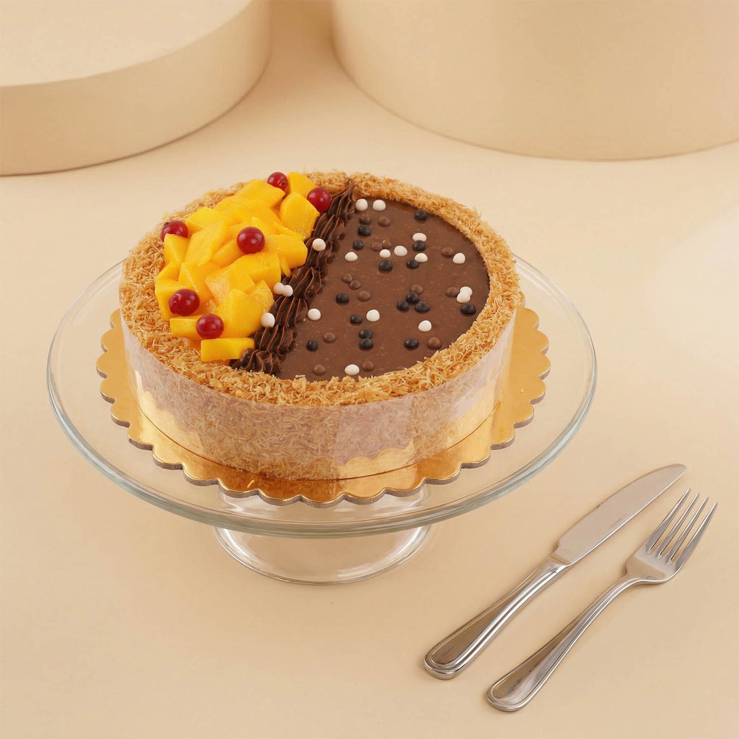 Kunafa Cheesecake with Mango & Chocolate
