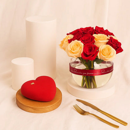 Love Combo | Roses n Heart Shaped Cake 