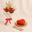 Love Dreams Flower Bouquet n Heart Cake Combo