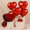 Love Surprise | Red Roses, Cake & Heart Balloons