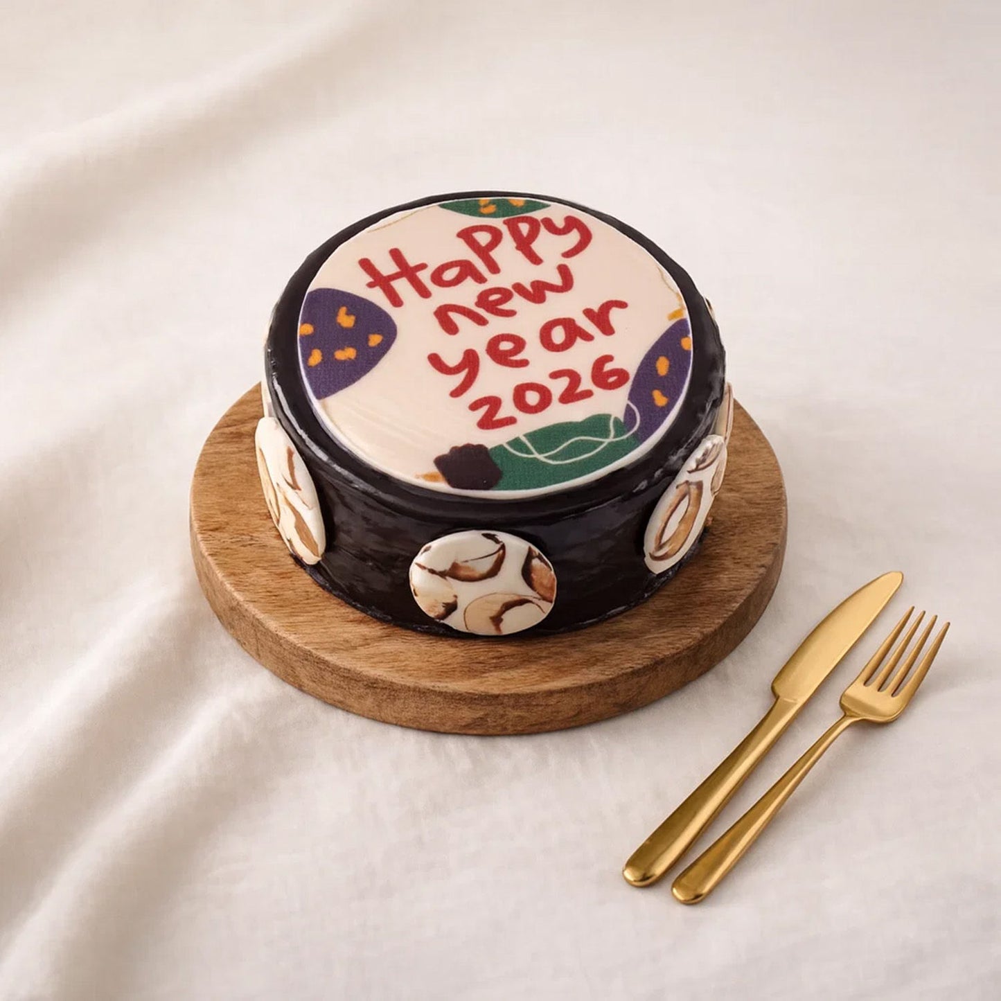 New Year Flowers n Chocolate Cake