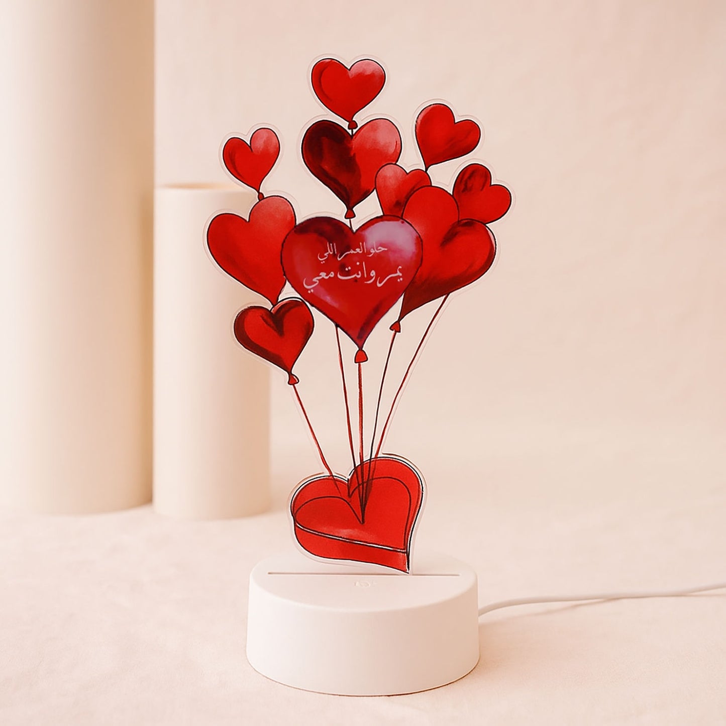 Red Hearts Luminous Acrylic