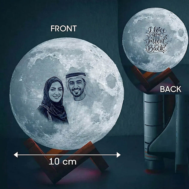القمر المضيئ مصباح منقوش بالصورة