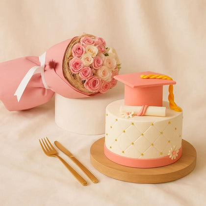 Pink Graduation Cake For Ladies