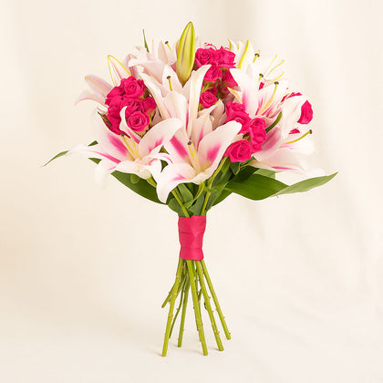 Pink Lily n Rose Blush Flower Bouquet