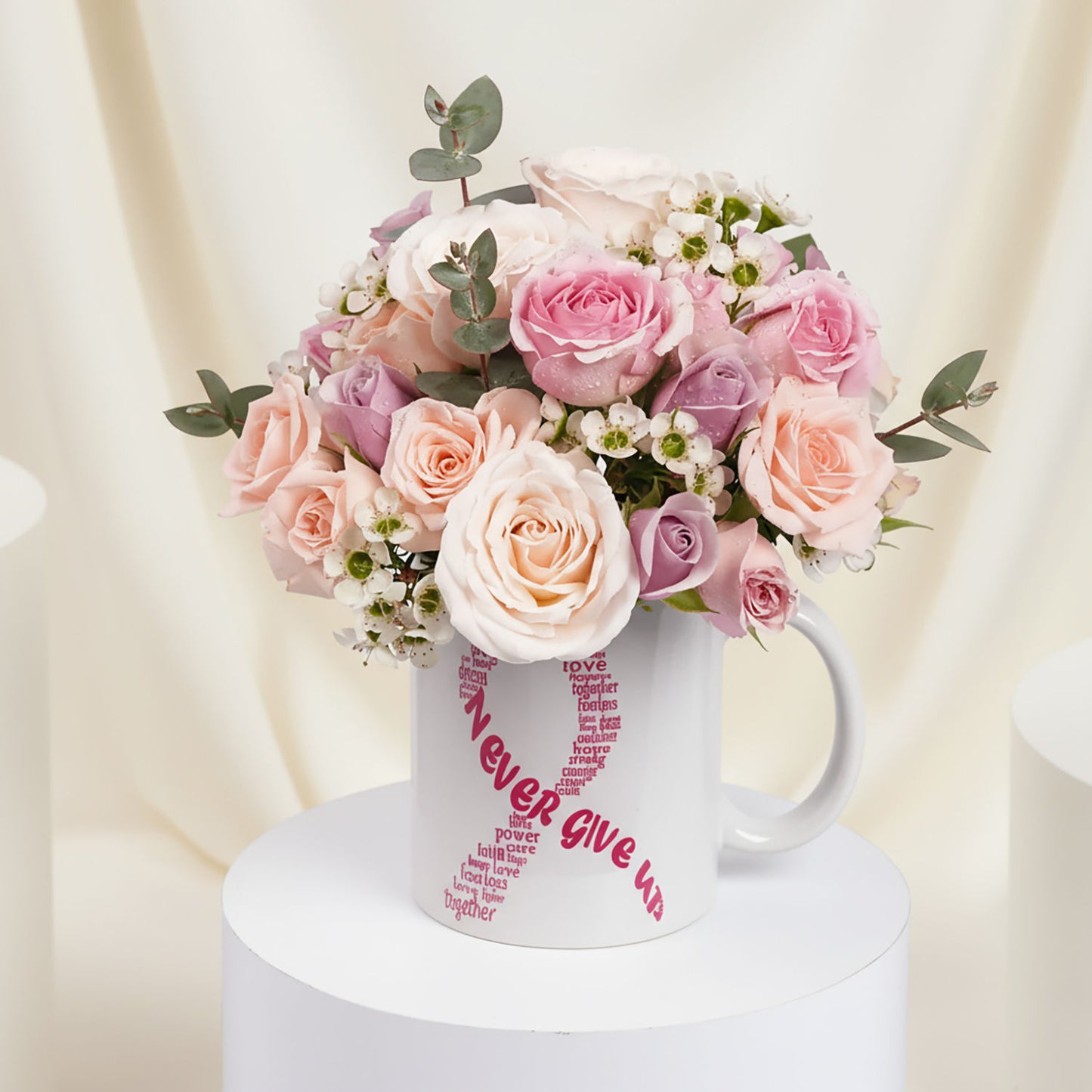 Pink Ribbon Flower Mug