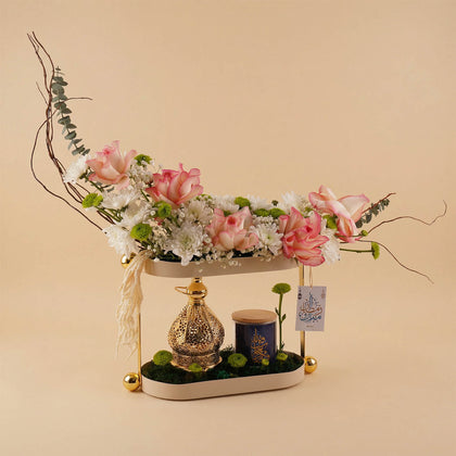 Ramadan Gourmet Floral Stand with Lantern