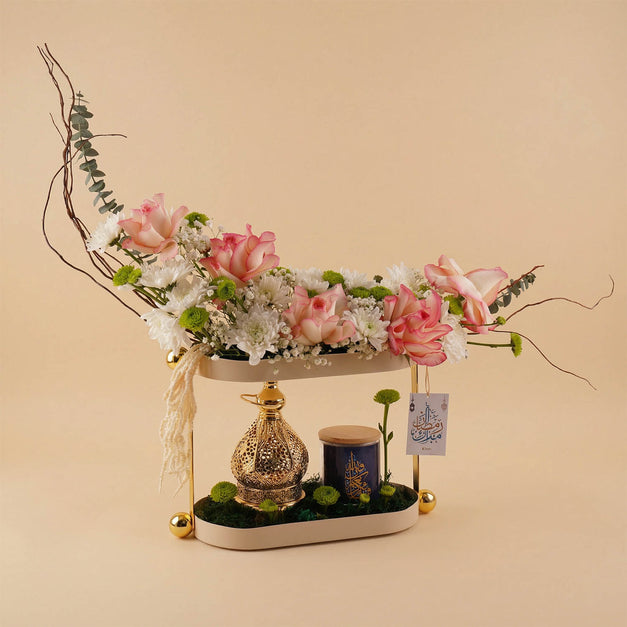 Ramadan Gourmet Floral Stand with Lantern