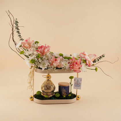 Ramadan Gourmet Floral Stand with Lantern