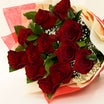 Red Roses Flower Bouquet Beige Wrap 