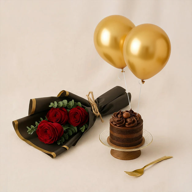 Red Roses n Cake Love Combo