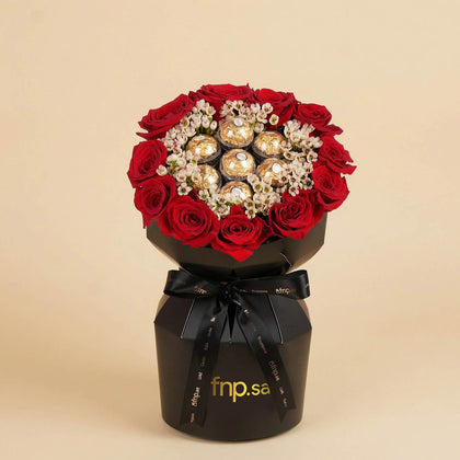 Red Roses n Rocher's Bouquet