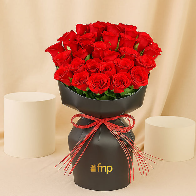Romantic Red Roses Sleeve Bouquet | 30 Roses